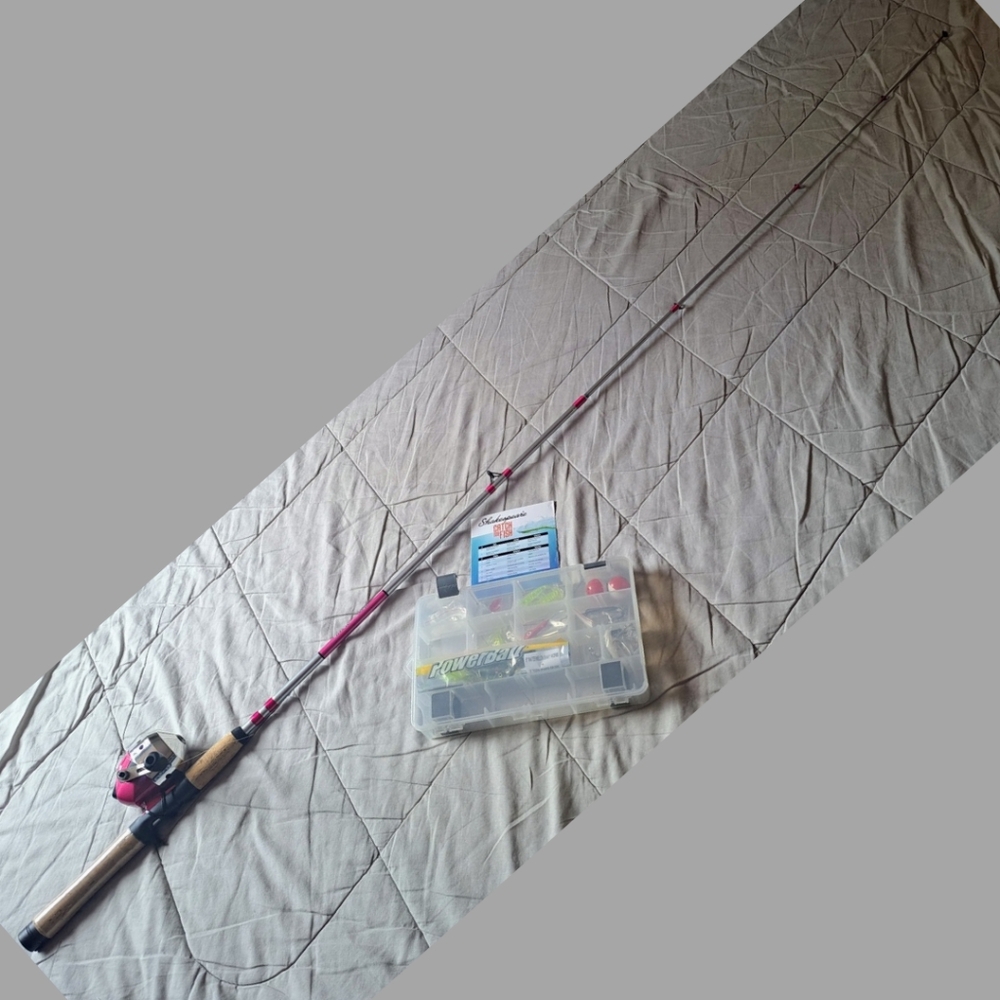 SHAKESPEARE Beginner Fishing Rod with Tackle Box, Pink